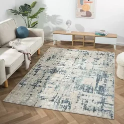 Blue Avalon Abstract Pattern Area Rug, 4x6