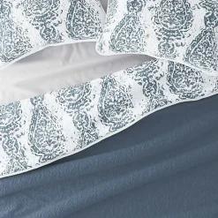 Blue Damask Reversible 3-pc. King Quilt Set