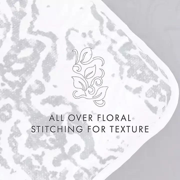 Blue Damask Reversible 3-pc. King Quilt Set