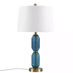 Blue Faceted Glass Table Lamp