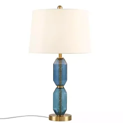 Blue Faceted Glass Table Lamp