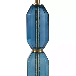 Blue Faceted Glass Table Lamp