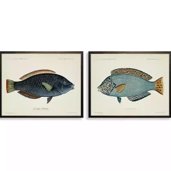 Blue Fish Framed Art Prints, Set of 2