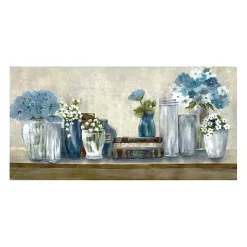Blue Floral Desk Giclee Canvas Print, 40x20 in.