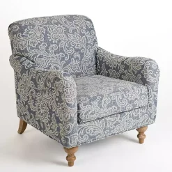 Blue Floral English Armchair