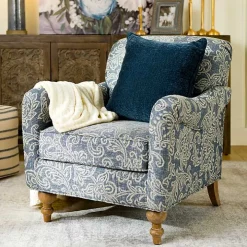Blue Floral English Armchair