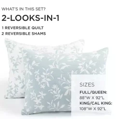 Blue Floral Reversible 3-pc. King Quilt Set