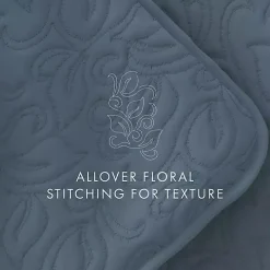 Blue Floral Stitch 3-pc. King Quilt Set