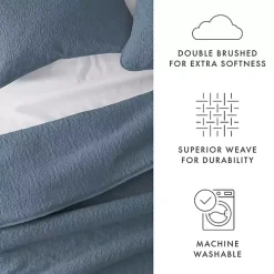 Blue Floral Stitch 3-pc. Queen Quilt Set