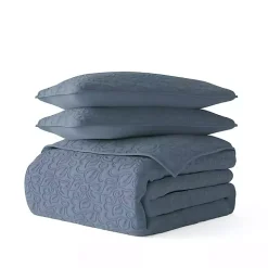 Blue Floral Stitch 2-pc. Twin Quilt Set