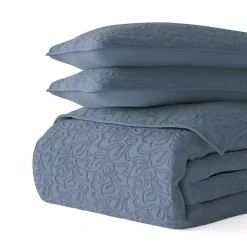 Blue Floral Stitch 2-pc. Twin Quilt Set