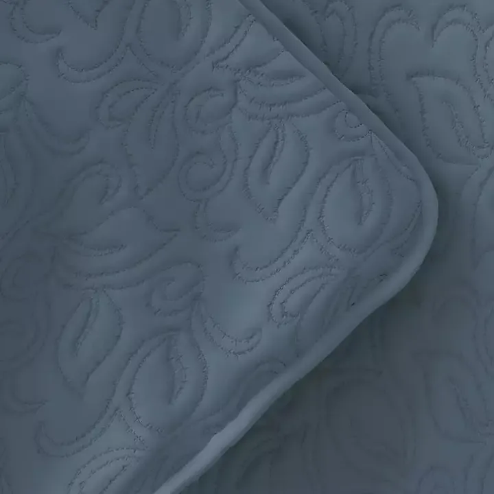 Blue Floral Stitch 2-pc. Twin Quilt Set