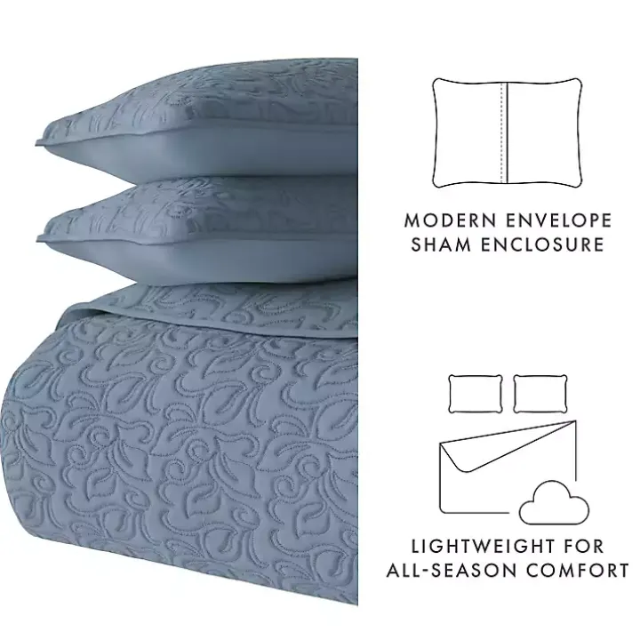 Blue Floral Stitch 2-pc. Twin Quilt Set