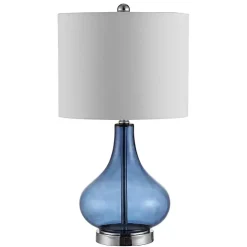 Blue Glass Curved Brooks Table Lamp
