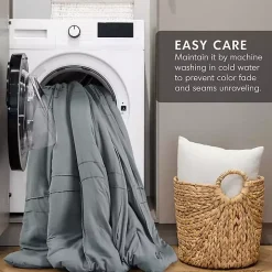 Blue Gray Pleated Grid 3-pc. King Comforter Set