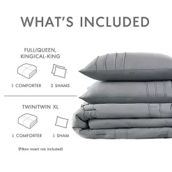 Blue Gray Pleated Grid 3-pc. Queen Comforter Set