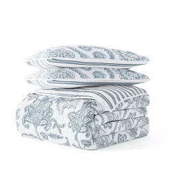 Blue Jacobean Reversible 3-pc. Queen Quilt Set