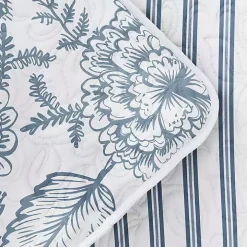 Blue Jacobean Reversible 3-pc. Queen Quilt Set