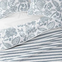 Blue Jacobean Reversible 3-pc. Queen Quilt Set