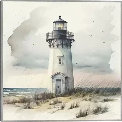 Blue Lighthouse Framed Canvas Art Print