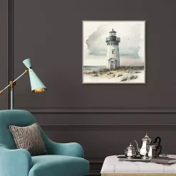 Blue Lighthouse Framed Canvas Art Print