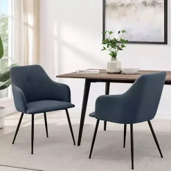 Blue Lily Upholstered Dining Chairs, Set of 2