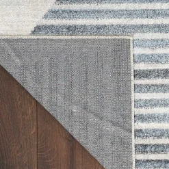 Blue Linear Geometric Washable Accent Rug, 2x4
