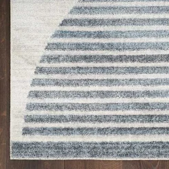 Blue Linear Geometric Washable Accent Rug, 2x4