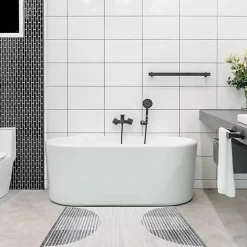 Blue Linear Geometric Washable Accent Rug, 2x4