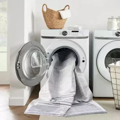 Blue Linear Geometric Washable Area Rug, 9x12