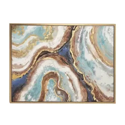 Blue Marbling Agate Framed Canvas Art Print