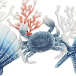 Blue Metal Coral and Shell Wall Plaque