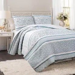 Blue Nisha Floral Full/Queen 3-pc. Quilt Set