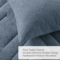 Blue Quilted Teddy 3-pc. Full/Queen Comforter Set