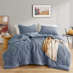 Blue Quilted Teddy 3-pc. King Comforter Set