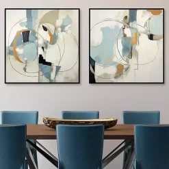 Blue Rhythms Framed Canvas Art Prints, Set of 2