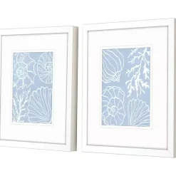Blue Shell Silhouettes Framed Art Prints, Set of 2