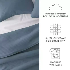 Blue Stitched Stripes 3-pc. King Quilt Set