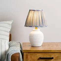 Blue Stripe Pleated Shade Table Lamp