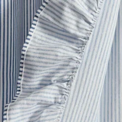 Blue Stripe Ruffled Curtain Panel Set, 84 in.