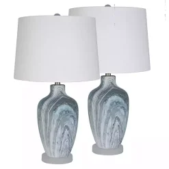 Blue Swirl Geode Table Lamp, Set of 2