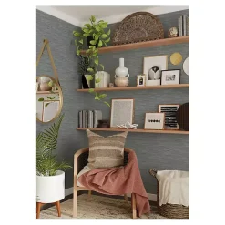 Blue Textured Grassweave Peel & Stick Wallpaper