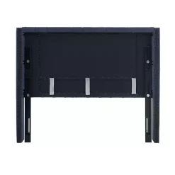 Blue Tufted Upholstered Metal Leg Queen Headboard