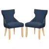 Blue Upholstered Wingback Dining Chairs, Set of 2