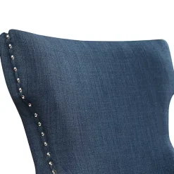 Blue Upholstered Wingback Dining Chairs, Set of 2