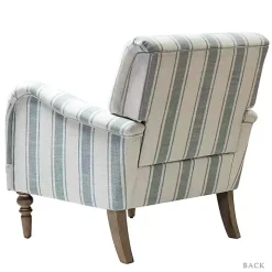 Blue White Carved Slope Stripe Accent Chair