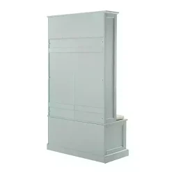 Blue Wood Hall Tree with Cushioned Bench