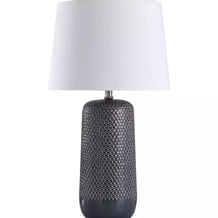 Blue Woven Ceramic Wicker Table Lamp