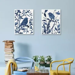 Bluebird Silhouette Canvas Art Prints, Set of 2
