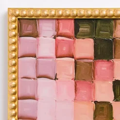 Blush Checkerboard Framed Canvas Art Print